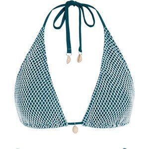 🆕Women Green Triangle Bikini Top Fishnet Tie Back String Swimsuit Bathing Suit